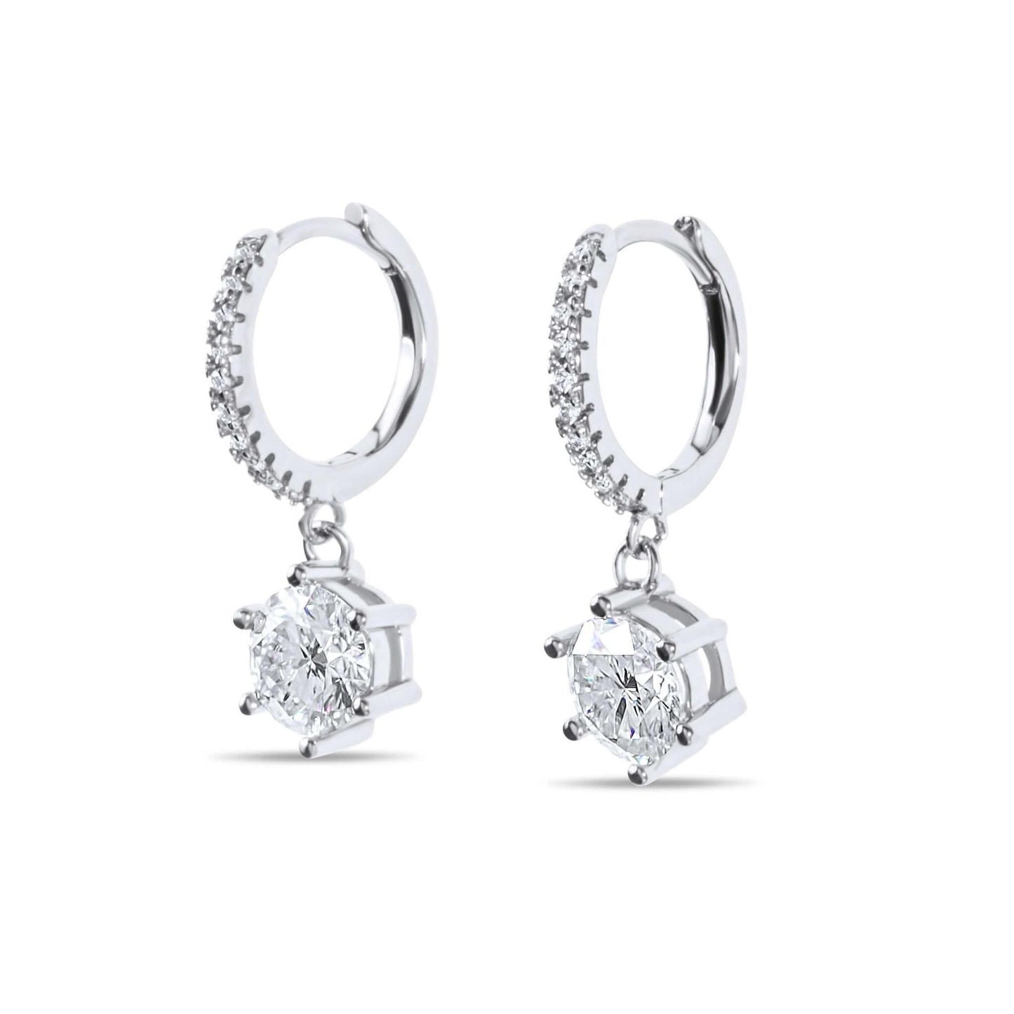Amaral Drop Moissanite Silver Earrings on white background