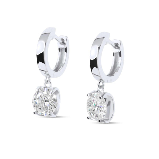 Moissanite Diamond Drop Silver Earrings on white background