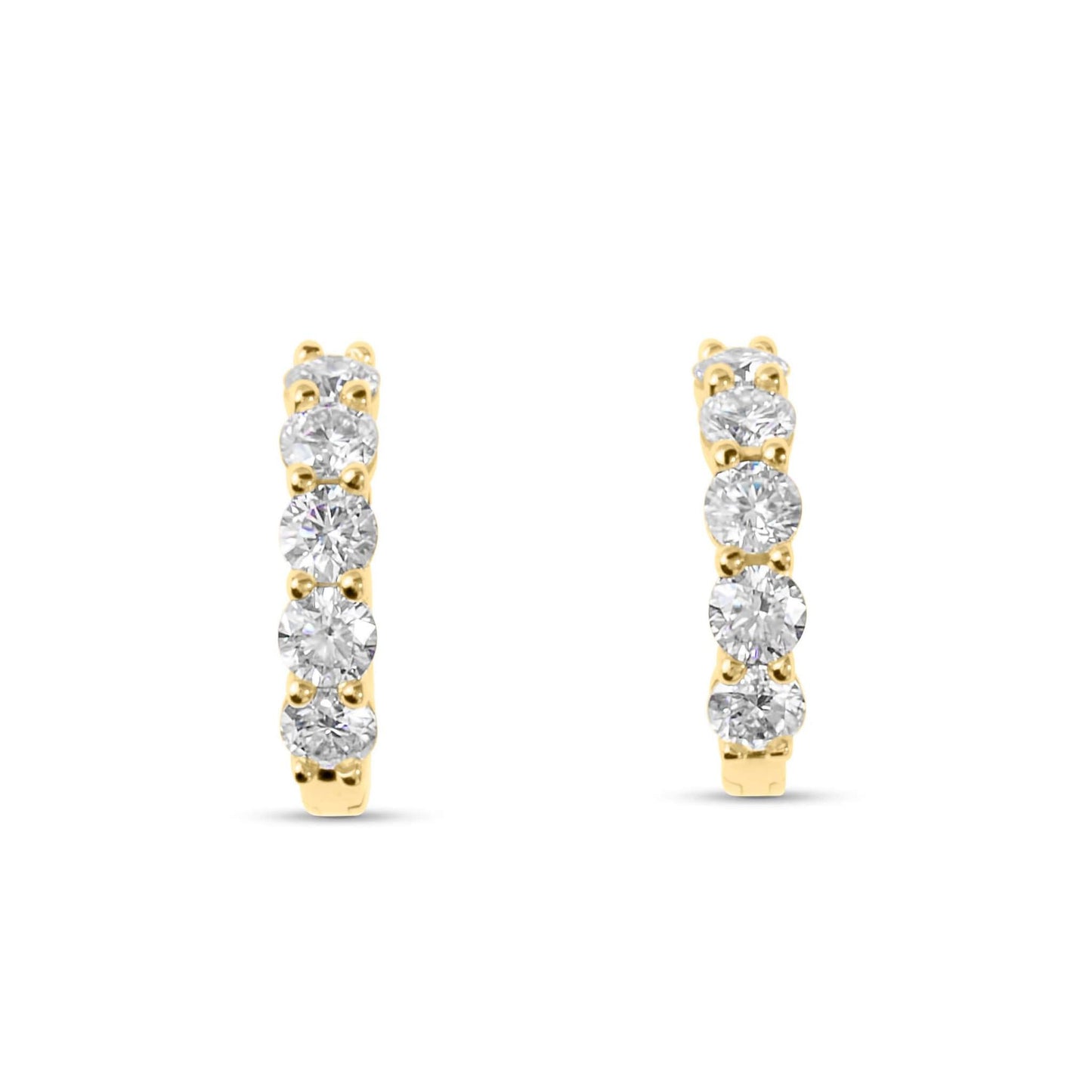 Moissanite Diamond Hoop Gold Earrings With Five Stones