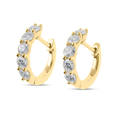 Moissanite Diamond Hoop Gold Earrings With Five Stones