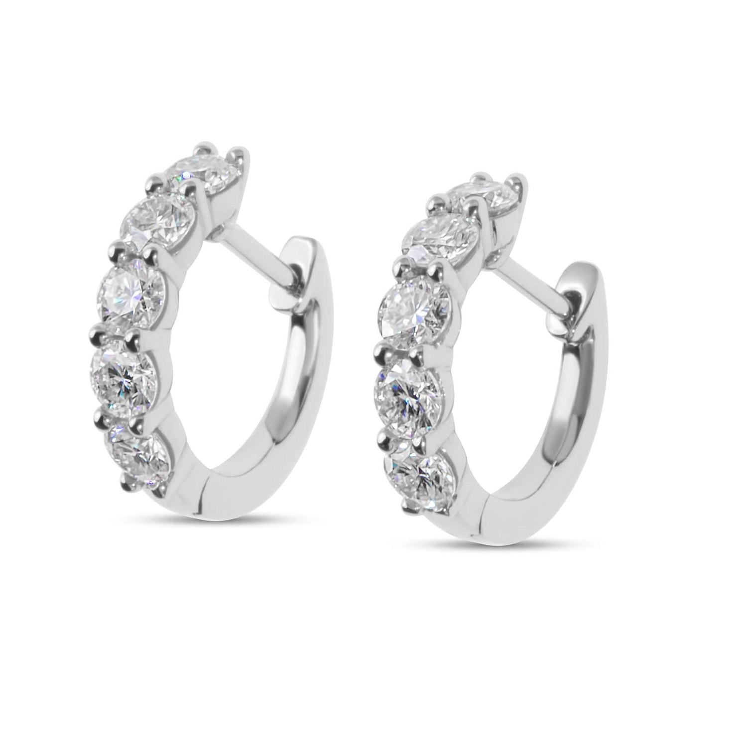 Moissanite Diamond Hoop Silver Earrings With Five Stones