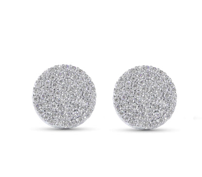 Amaral Pave Stud Moissanite White Gold Earrings on white background