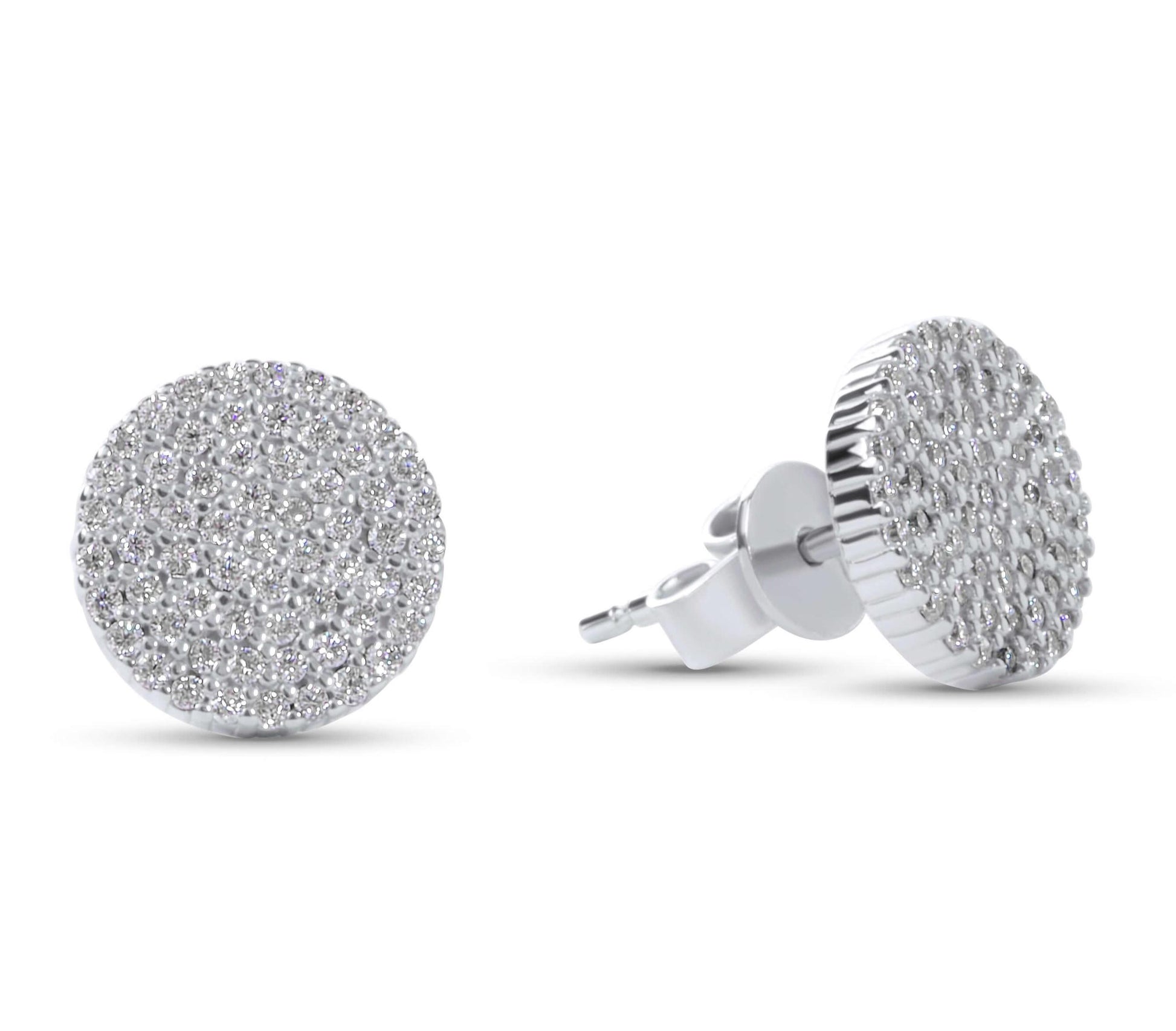Amaral Pave Stud Moissanite White Gold Earrings on white background