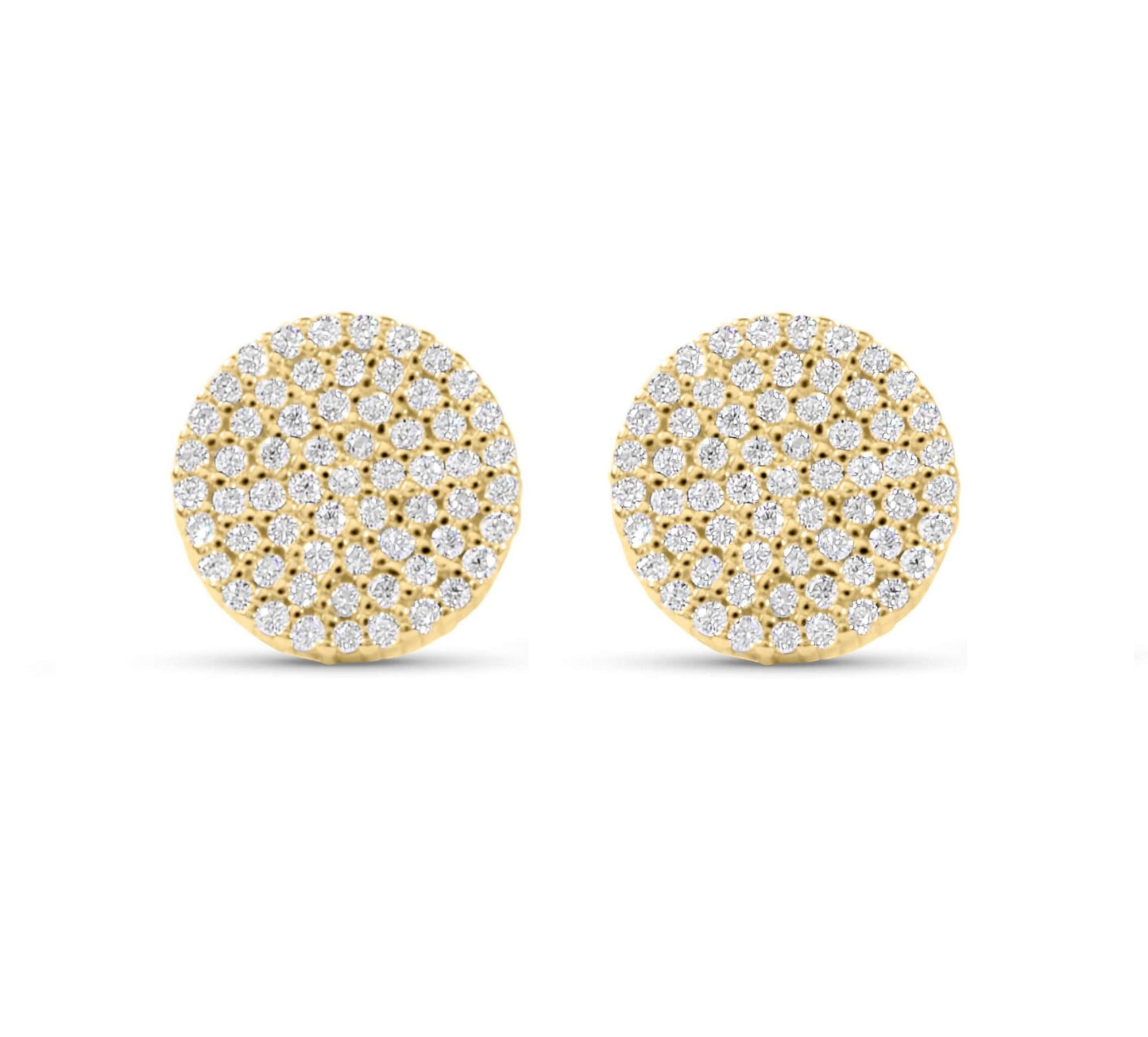 Amaral Pave Stud Moissanite Gold Earrings on white background