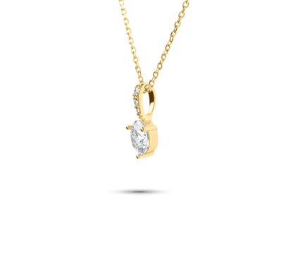 Moissanite Diamond Round Gold Necklace on white background
