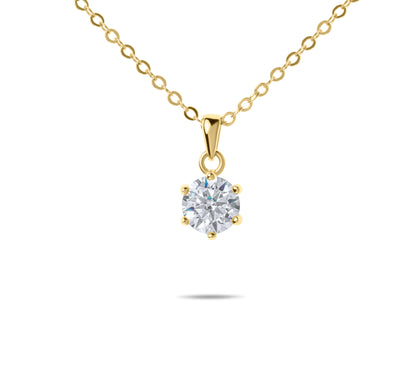 Amaral Six Prong Moissanite Gold Necklace with white background