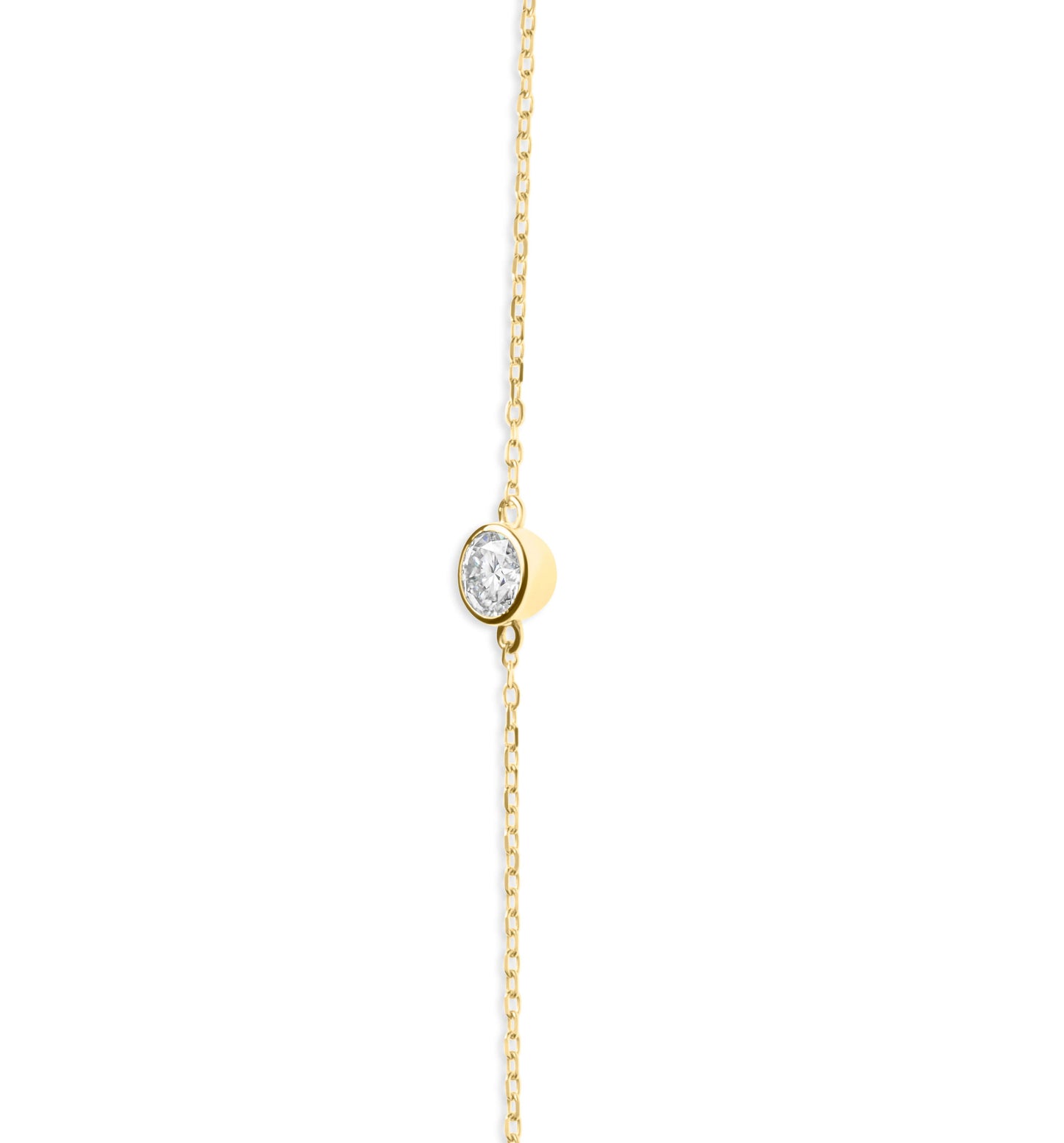 Amaral Solitaire Bezel Moissanite Gold Bracelet on white background