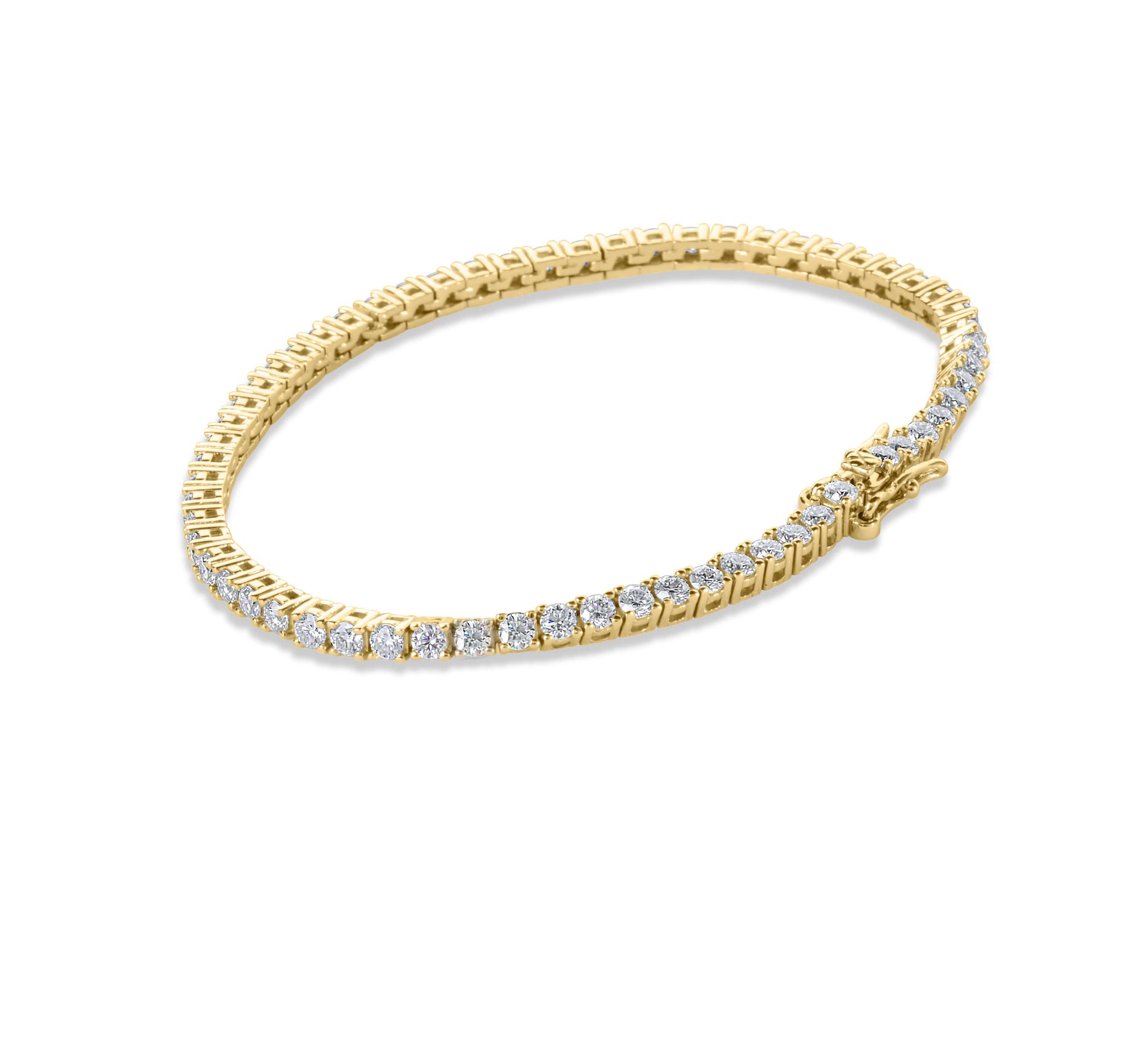 Moissanite Diamond Gold Tennis Bracelet on white background