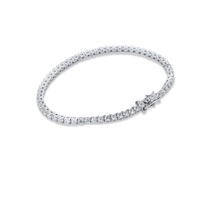 Moissanite Diamond Silver Tennis Bracelet on white background